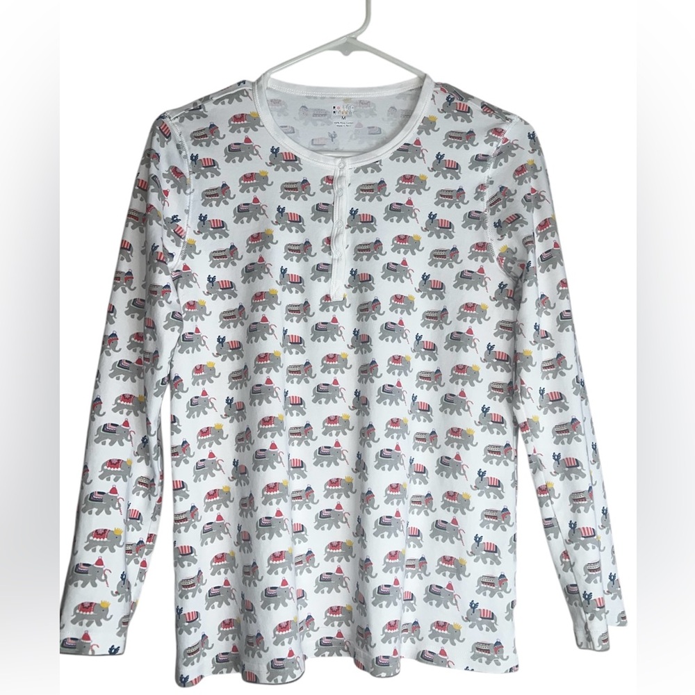 Roller Rabbit Pima Cotton Multicolor Elephant Print Top Sz M